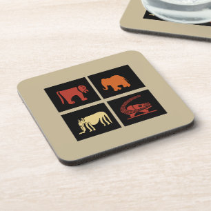 Modern African animals silhouette art Coaster