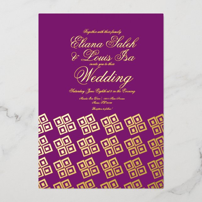Modern African Ankara Purple Wedding Pressed (Front)
