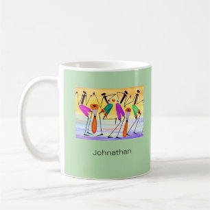 Modern African Art, Expressing Happiness Green Coffee Mug