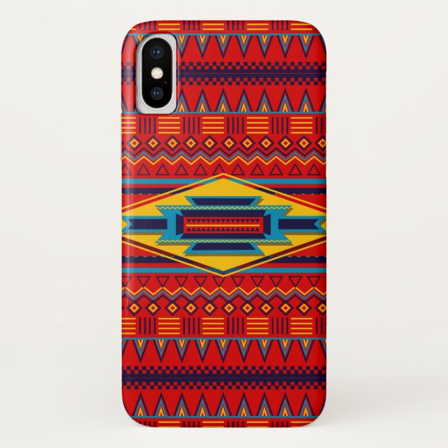 Modern African Art Gods Eye Pattern Red Yellow Case-Mate iPhone Case (Back)