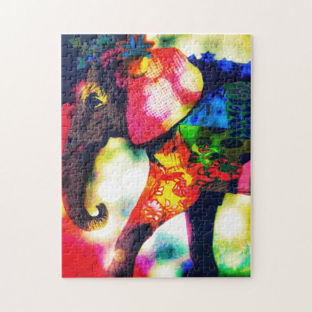 Modern African Elephant Pop Art Contemporary Jigsaw Puzzle (Vertical)