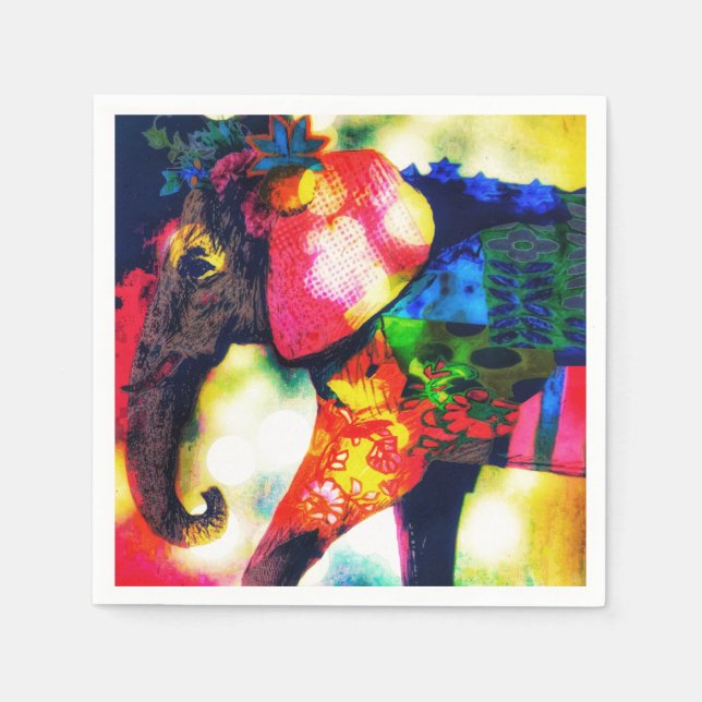 Modern African Elephant Pop Art Contemporary Napkin (Front)