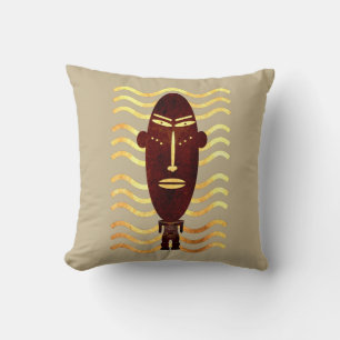 Modern African indigene abstract face art Cushion
