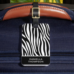 Modern African Mountain Zebra Print Pattern Travel Luggage Tag