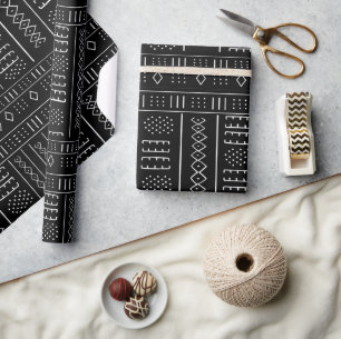 Modern African Mudcloth Black And White Tribal Wrapping Paper