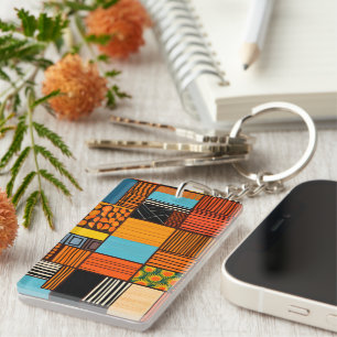 Modern African Print Colourful  Key Ring