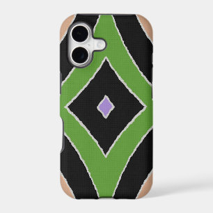Modern African Print green purple black linen look