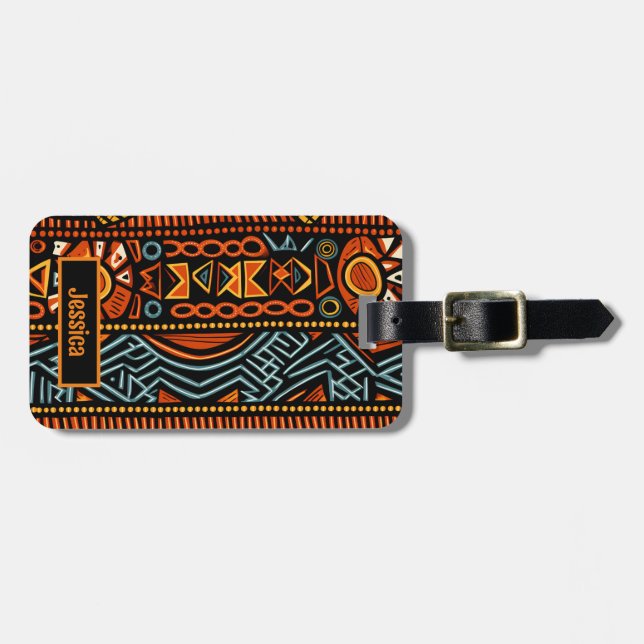 Modern African Print  Luggage Tag (Front Horizontal)