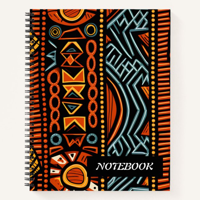Modern African Print Pattern Customisable  Notebook (Front)