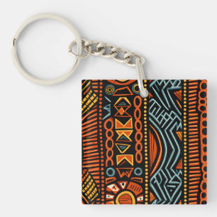 Modern African Print Tribal Key Ring