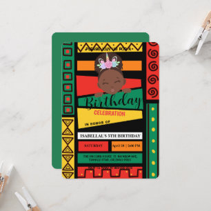 Modern afro African american girls Birthday party Invitation
