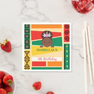 Modern afro African american girls Birthday party Napkin