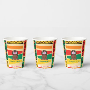 Modern afro African american girls Birthday party Paper Cups
