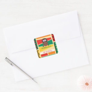 Modern afro African american girls Birthday party Square Sticker