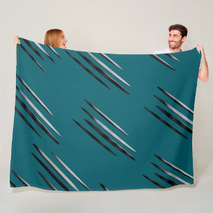 Modern Afrocentric  – Silver and Black Motif Line  Fleece Blanket