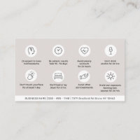 Modern Aftercare Botox Instructions Business Card