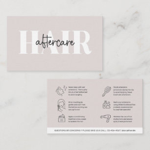 Modern Aftercare Hair Instructions Business Card