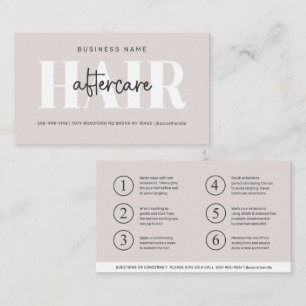 Modern Aftercare Hair Instructions Business Card