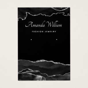 Modern Agate Black and silver earring display card