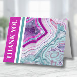 Modern Agate Elegant  Thank You Card<br><div class="desc">Modern Bright Teal Fuchsia Agate Geode Stone Thank You Card. Agate crystals and geodes continue to be a favourite trend! This print features and up close image of a teal or turquoise and purple pink or fuchsia geode stone, complete with little crystals and white banding. Accented with vibrant colour blocking...</div>