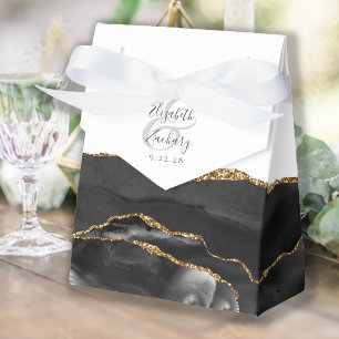 Modern Agate Geode Black Gold Favour Box