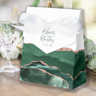 Modern Agate Geode Emerald Green Rose Gold Favour Box