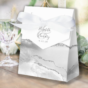 Modern Agate Geode Grey Silver Favour Box