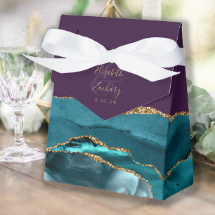 Modern Agate Geode Teal Gold Purple Favour Box