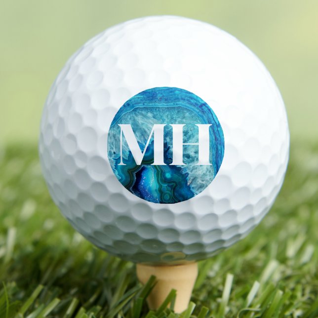 Modern Agate Golfer Initial Monogram Golf Balls (Modern Agate Golfer Initial Monogram Golf Balls)