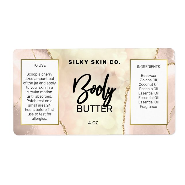 Modern Agate Ivory And Gold Body Butter Labels (Front)