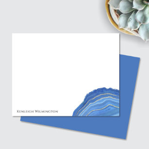 Modern Agate Marble Blue Gold Glitter Geode Card