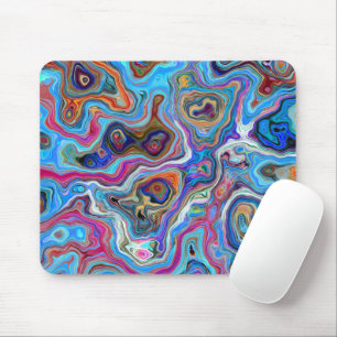 Modern agate marble Elegant blue pattern Trendy Mouse Mat