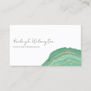 Modern Agate Marble Green Gold Glitter Geode Business Card