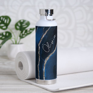 Modern Agate Style with Name Water Bottle