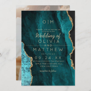 Modern Agate Turquoise Wedding   Invitation