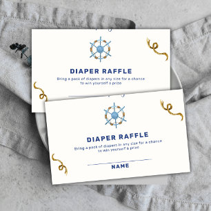 Modern Ahoy Nautical Boy Diaper Raffle Baby Shower Enclosure Card