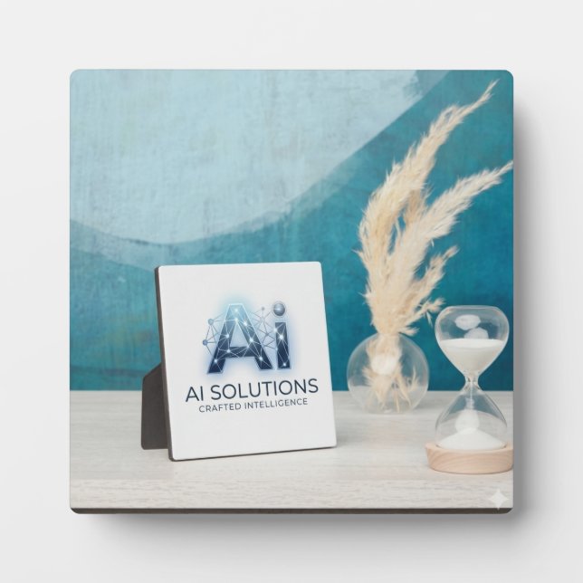 Modern AI Solutions Logo Tabletop Plaque with Ease (Front)