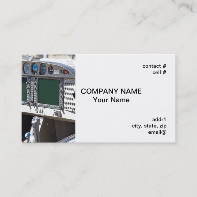modern aircraft glass cockpit business card (Front)