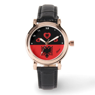Modern Albanian Flag & Albania fashion heart Watch