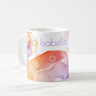 Modern Alcohol Ink Orange Purple NAME Colourful Fu Coffee Mug