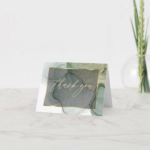 Modern Alcohol Ink Shades of Green Thank You Card