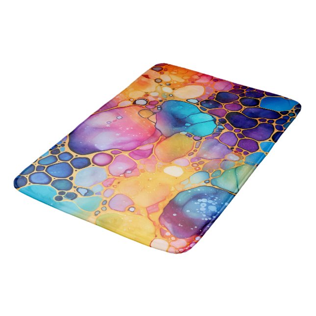 Modern alcohol ink watercolors background bath mat (Angled)