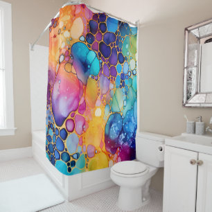 Modern alcohol ink watercolors background shower curtain