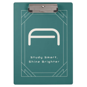 Modern Alexandrite Teal Geometric Monogram Clipboard