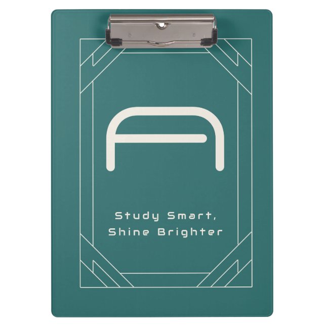 Modern Alexandrite Teal Geometric Monogram Clipboard (Front)