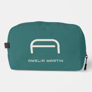 Modern Alexandrite Teal Geometric Monogram Dopp Kit