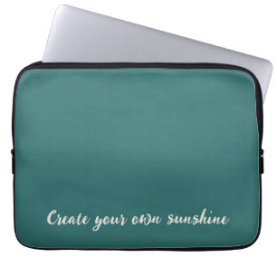Modern Alexandrite Teal Geometric Monogram Laptop Sleeve