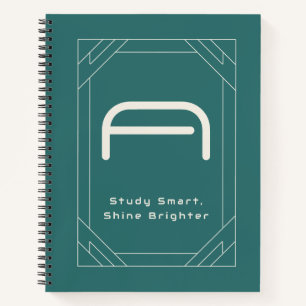 Modern Alexandrite Teal Geometric Monogram Notebook