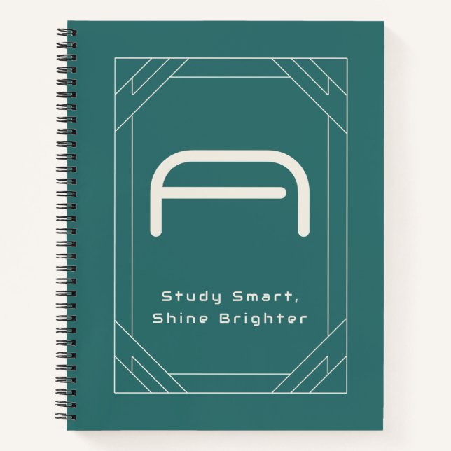 Modern Alexandrite Teal Geometric Monogram Notebook (Front)