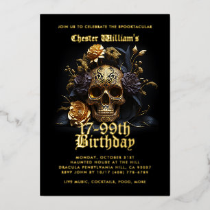 Modern All Ages 21-99th BIRTHDAY GOLD SKULL ROSE 